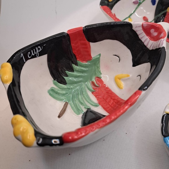 World Market Set Of 4 Ceramic Penguin Measuring Cups Holiday Christmas - Picture 5 of 7